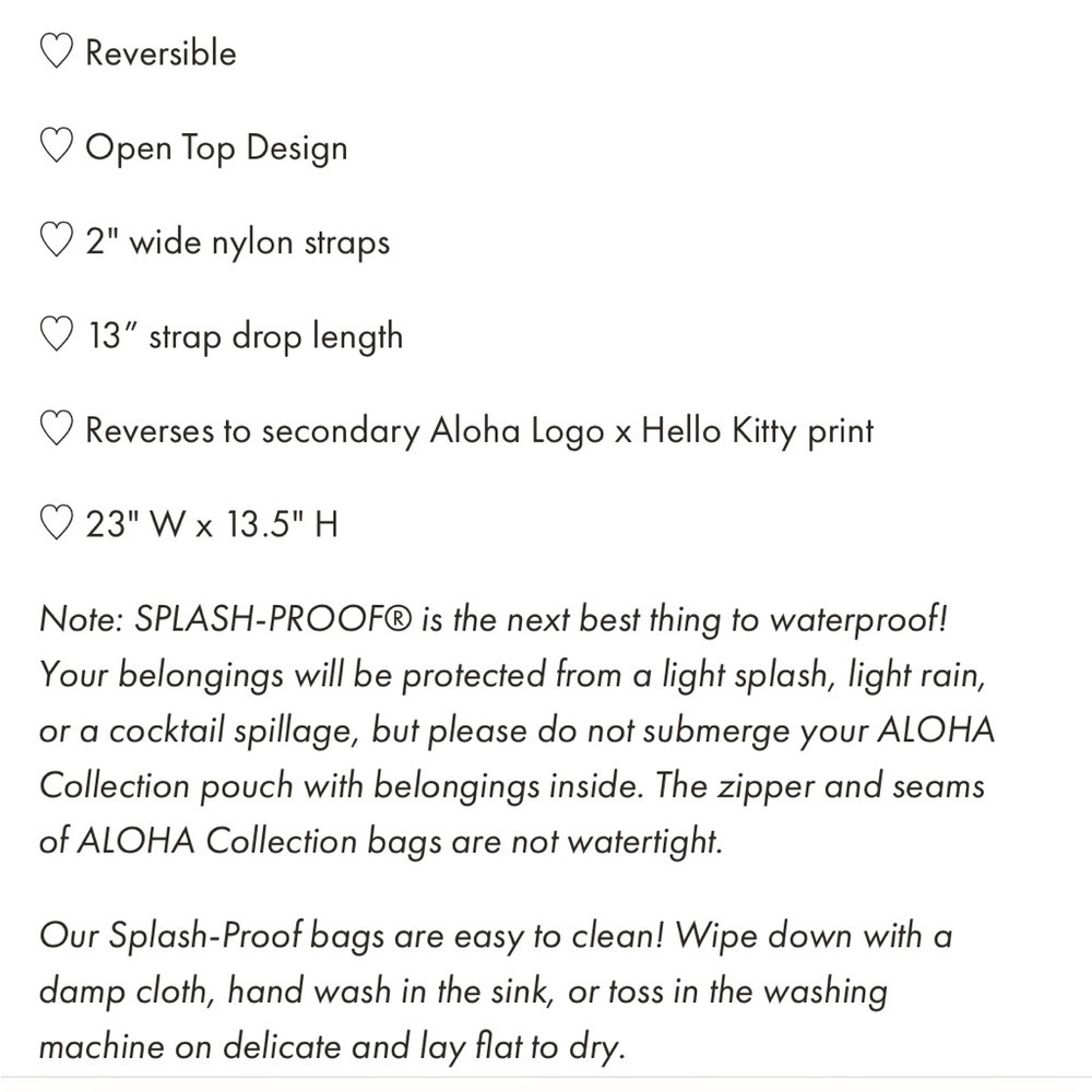 Hello Kitty Aloha Collection Holo Holo huge beach tote bag reversible NWT RARE - Picture 5 of 12